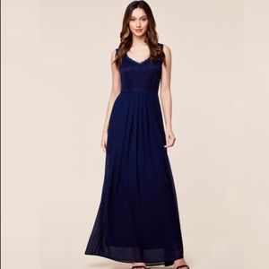 Navy Blue Lace Bridesmaid Dress